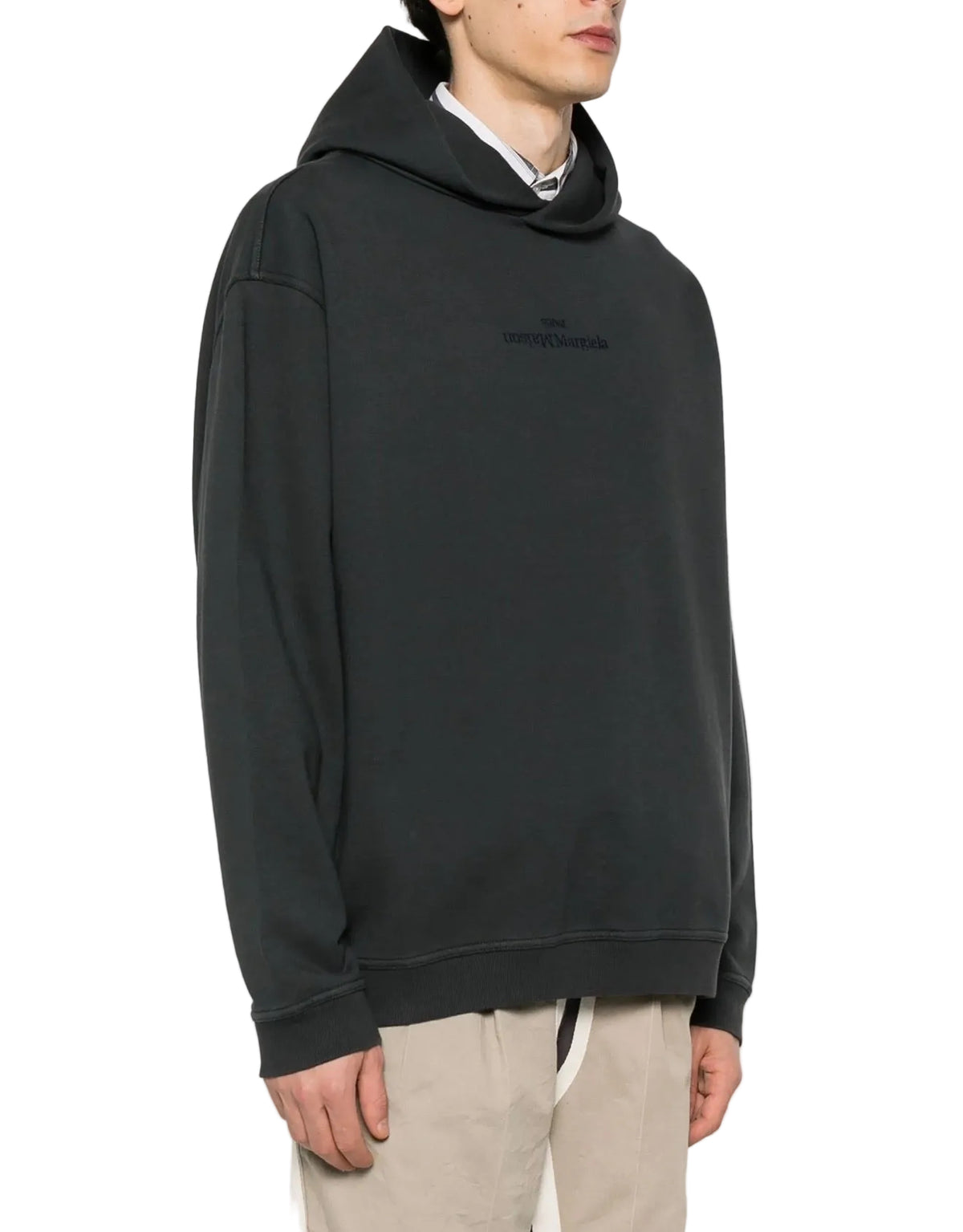 Maison Margiela Logo-Embroidered Black Hoodie