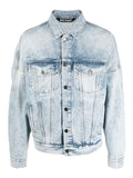 Palm Angels Curved Logo Denim Jacket Blue