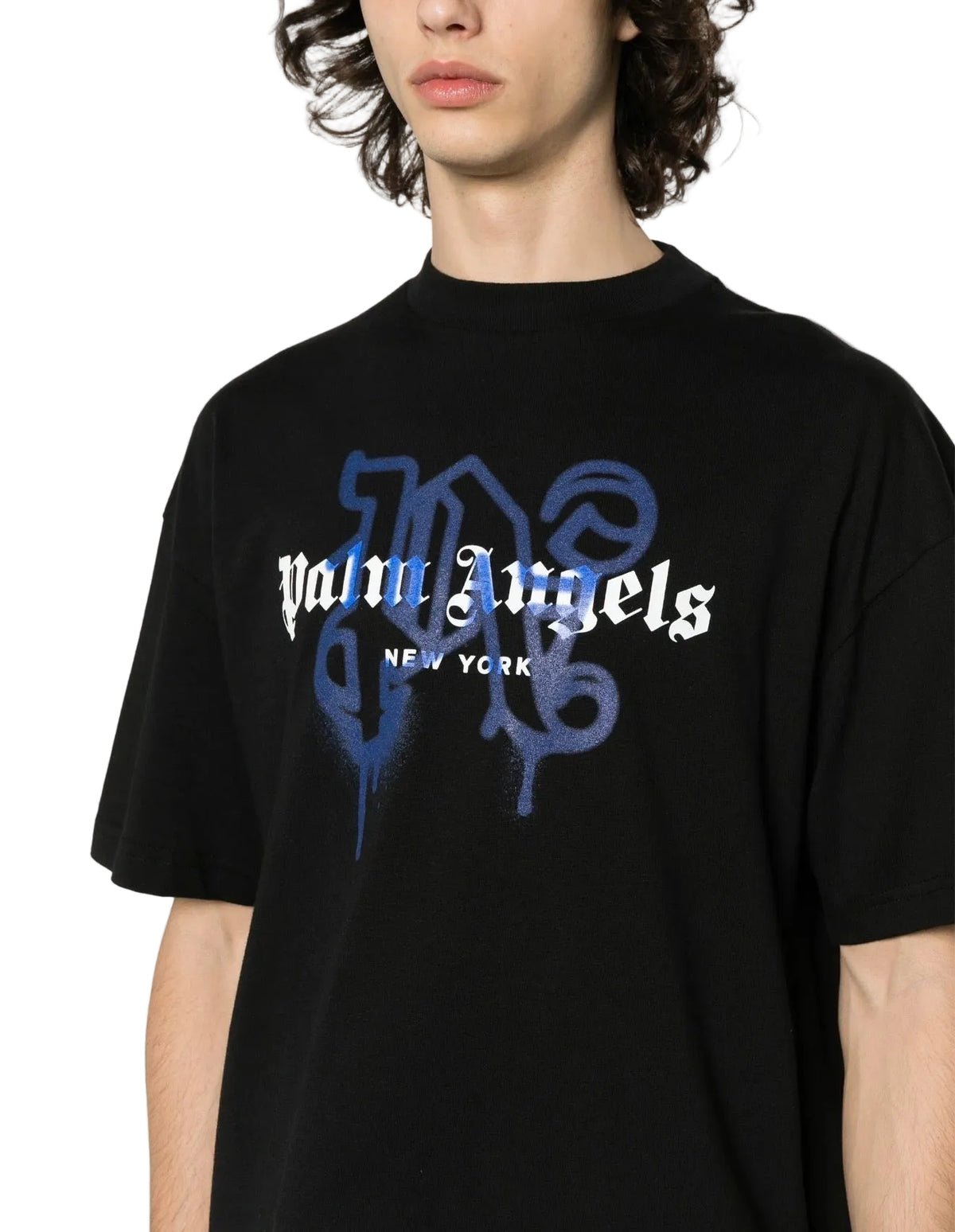 Palm Angels Sprayed New York Black/Blue T-Shirt