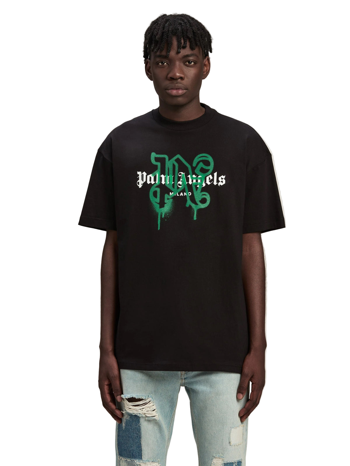 Palm Angels Sprayed Milano Black/Green T-Shirt