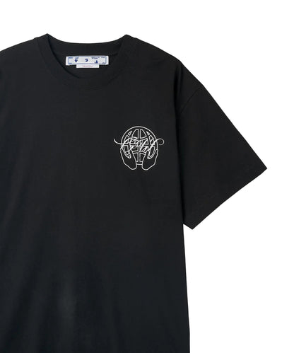 Off White Hand Arrow Logo Print Black T-Shirt OMAA038S23JER0031001