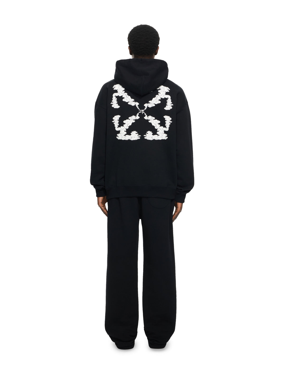 Off White Arrow Motif Drawstring Black/White Hoodie
