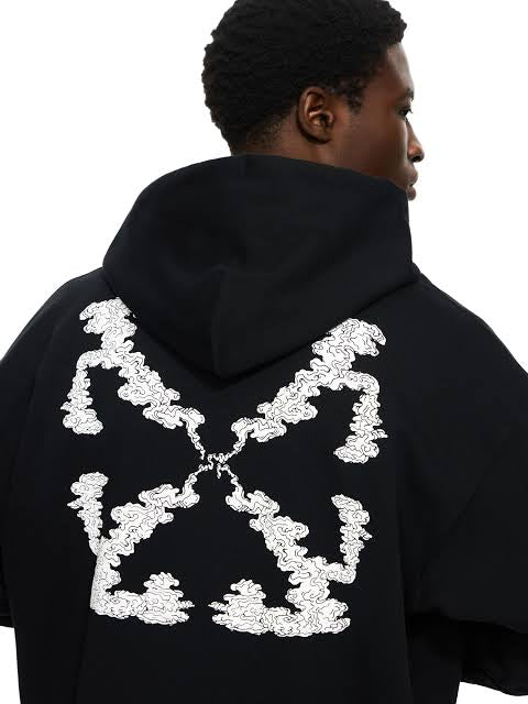 Off White Arrow Motif Drawstring Black/White Hoodie