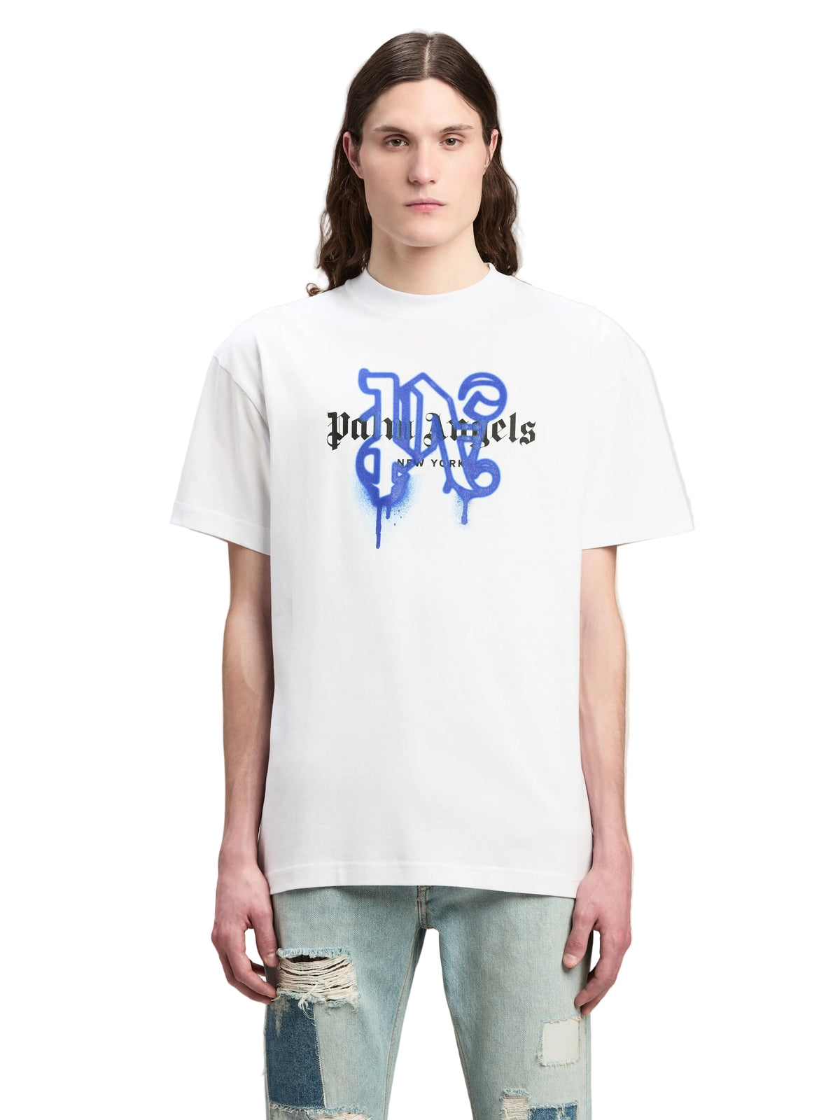Palm Angels Sprayed New York White/Blue T-Shirt