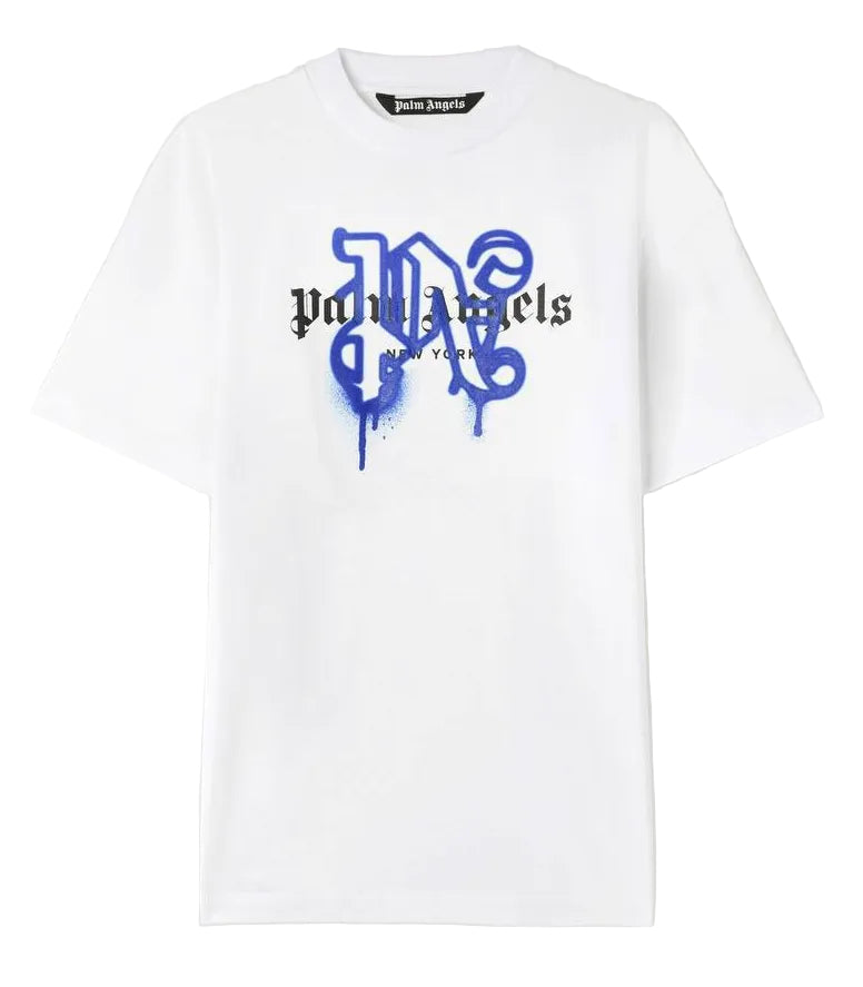 Palm Angels Sprayed New York White/Blue T-Shirt