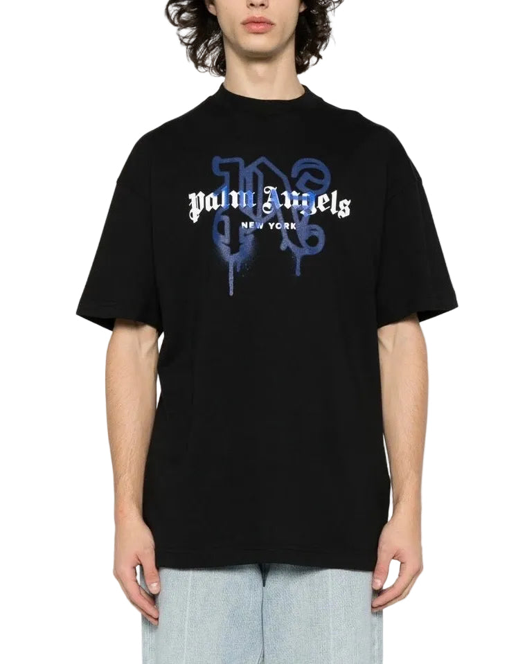 Palm Angels Sprayed New York Black/Blue T-Shirt