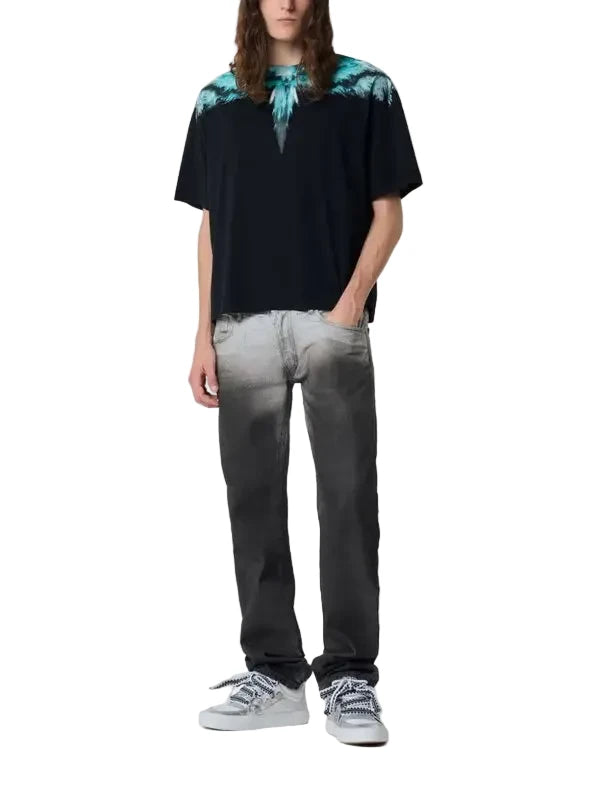 Marcelo Burlon Colordust Wings Boxy Black/Blue  T-Shirt