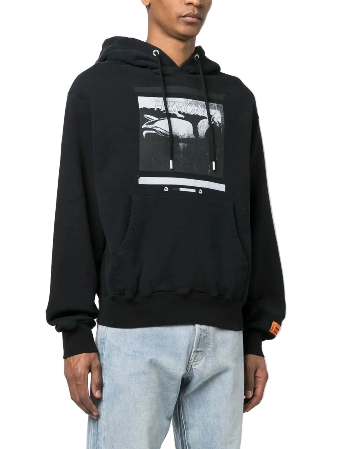 Heron Preston Graphic-Print Black Hoodie