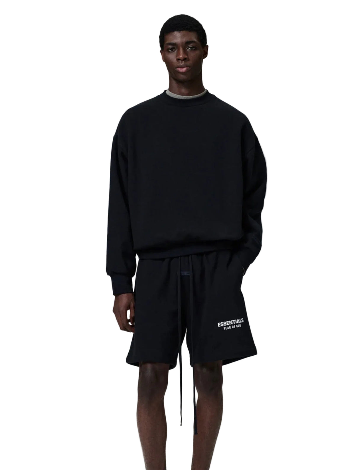 Essentials Fleece Track Black Shorts