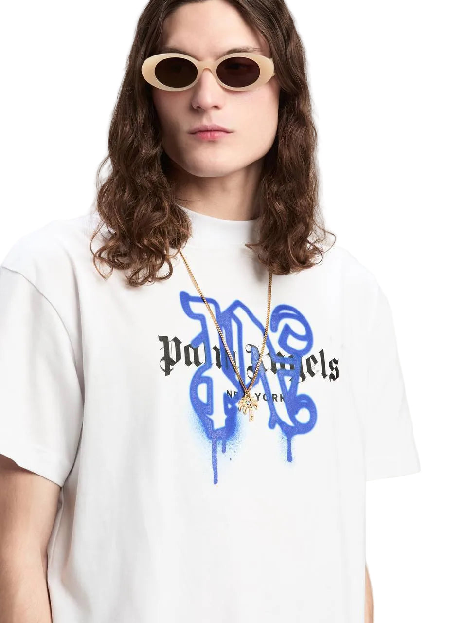 Palm Angels Sprayed New York White/Blue T-Shirt