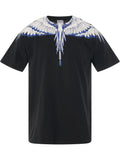 Marcelo Burlon Black/Blue White Texture Marcelo Burlon Wings Crew T-Shirt