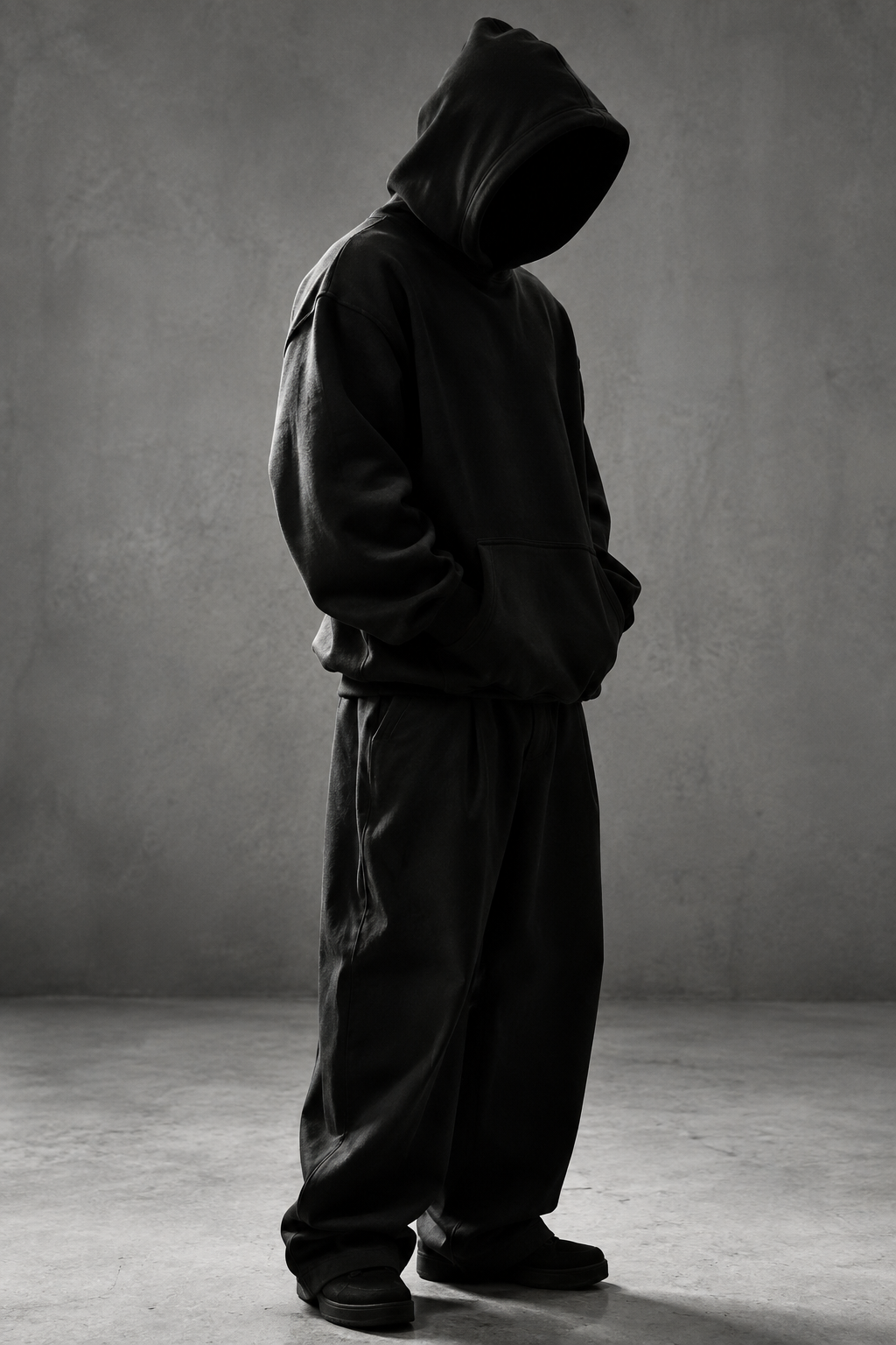 Чорно-біла fashion-світлина для колекції hoodies — KKAITEW
