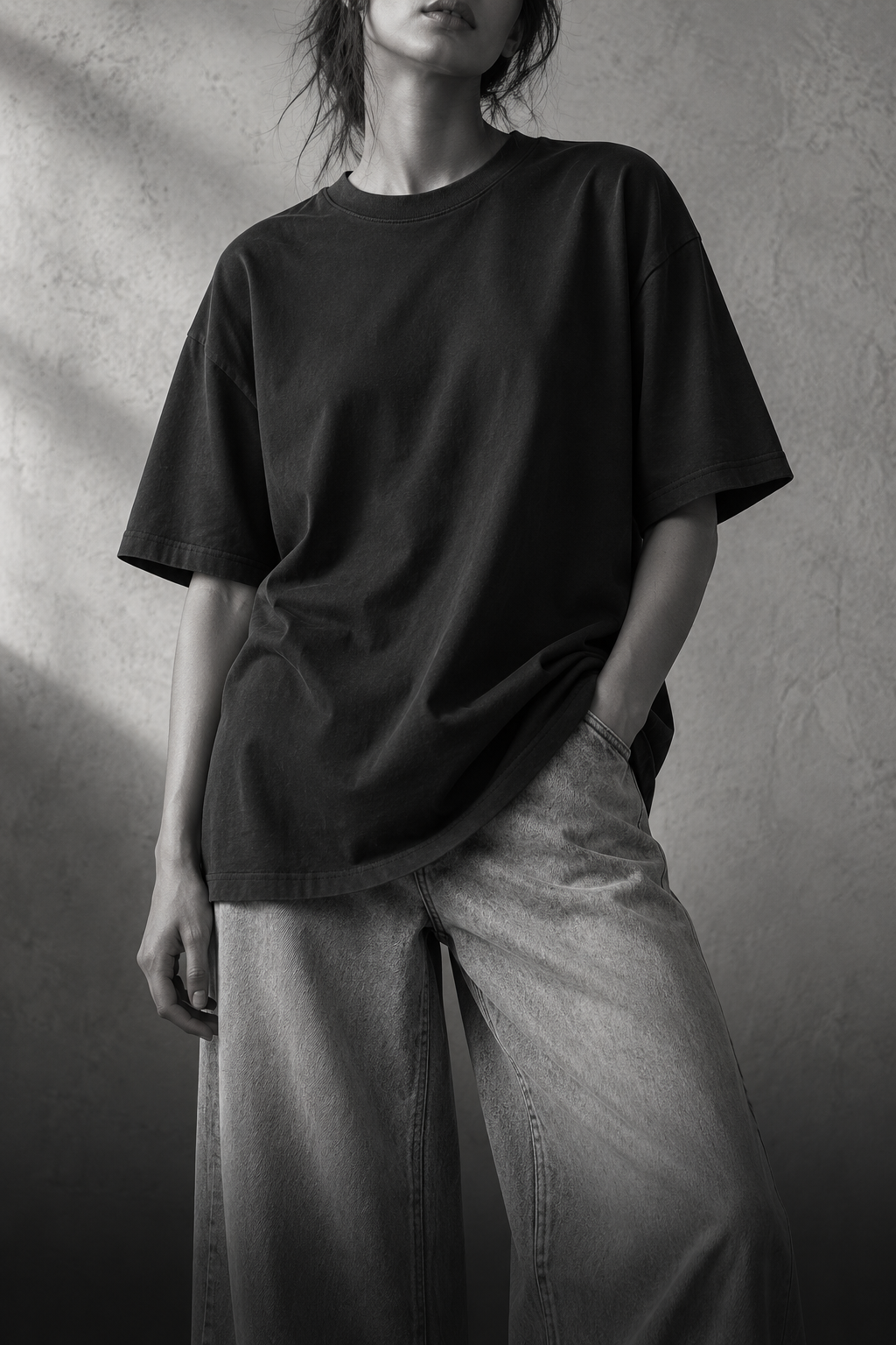 Чорно-біла fashion-світлина для колекції t-shirts — KKAITEW